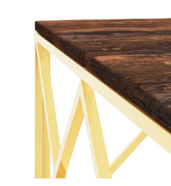 Table basse doré acier inoxydable et bois massif récupération