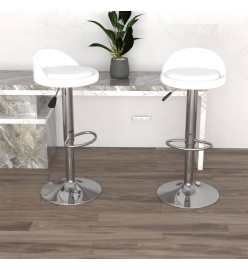 Tabourets de bar lot de 2 blanc similicuir