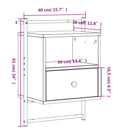 Table de chevet murale 2 pcs chêne sonoma 40x30x61 cm