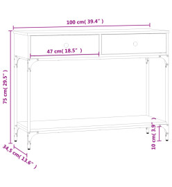 Table console noir 100x34,5x75 cm bois d'ingénierie