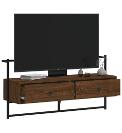 Meuble TV mural chêne marron 100,5x30x51 cm bois d'ingénierie