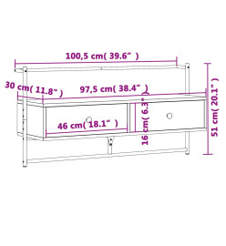 Meuble TV mural chêne fumé 100,5x30x51 cm bois d'ingénierie