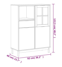 Buffet avec porte vitrée FLAM 92x40x122,5 cm bois massif de pin