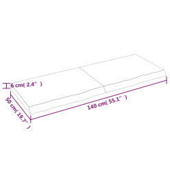 Étagère murale gris foncé 140x50x6 cm bois chêne massif traité