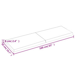 Étagère murale gris foncé 160x50x6 cm bois chêne massif traité