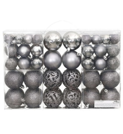 Boules de Noël 100 pcs gris 3 / 4 / 6 cm