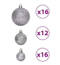 Boules de Noël 100 pcs gris 3 / 4 / 6 cm