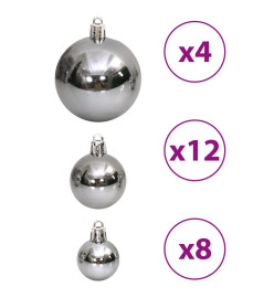 Boules de Noël 100 pcs gris 3 / 4 / 6 cm