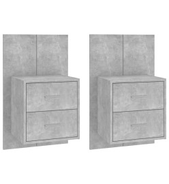 Tables de chevet murales 2 pcs Gris béton