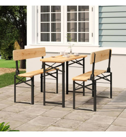 Ensemble de tables à bière pliantes 3 pcs bois massif de sapin