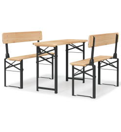 Ensemble de tables à bière pliantes 3 pcs bois massif de sapin