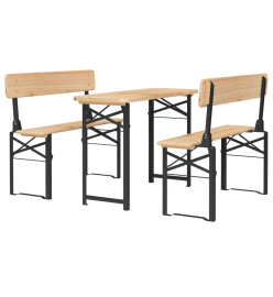 Ensemble de tables à bière pliantes 3 pcs bois massif de sapin