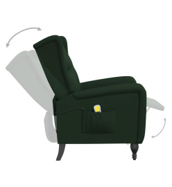 Fauteuil de massage inclinable vert foncé velours