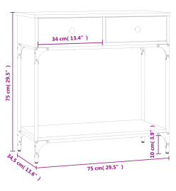 Table console sonoma gris 75x34,5x75 cm bois d'ingénierie