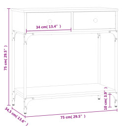 Table console noir 75x34,5x75 cm bois d'ingénierie