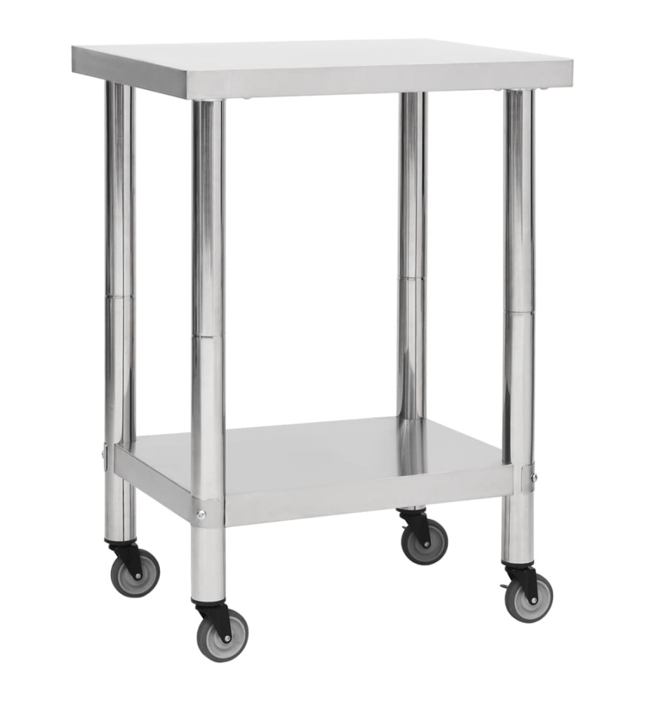 Table de travail de cuisine avec roues 60x30x85 cm Inox