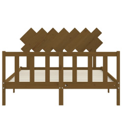 Cadre de lit avec tête de lit marron miel bois massif