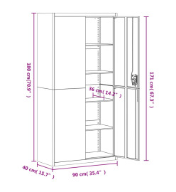 Classeur anthracite et blanc 90x40x180 cm acier