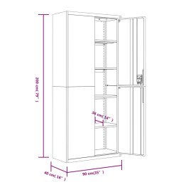 Classeur anthracite 90x40x200 cm Acier