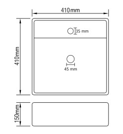 Lavabo carré à trop-plein Marron foncé mat 41x41 cm Céramique