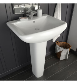 Lavabo autoportant avec socle Céramique Blanc 580x470x200 mm