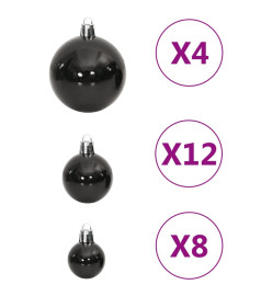 Ensemble de boules de Noël 111 pièces noir polystyrène