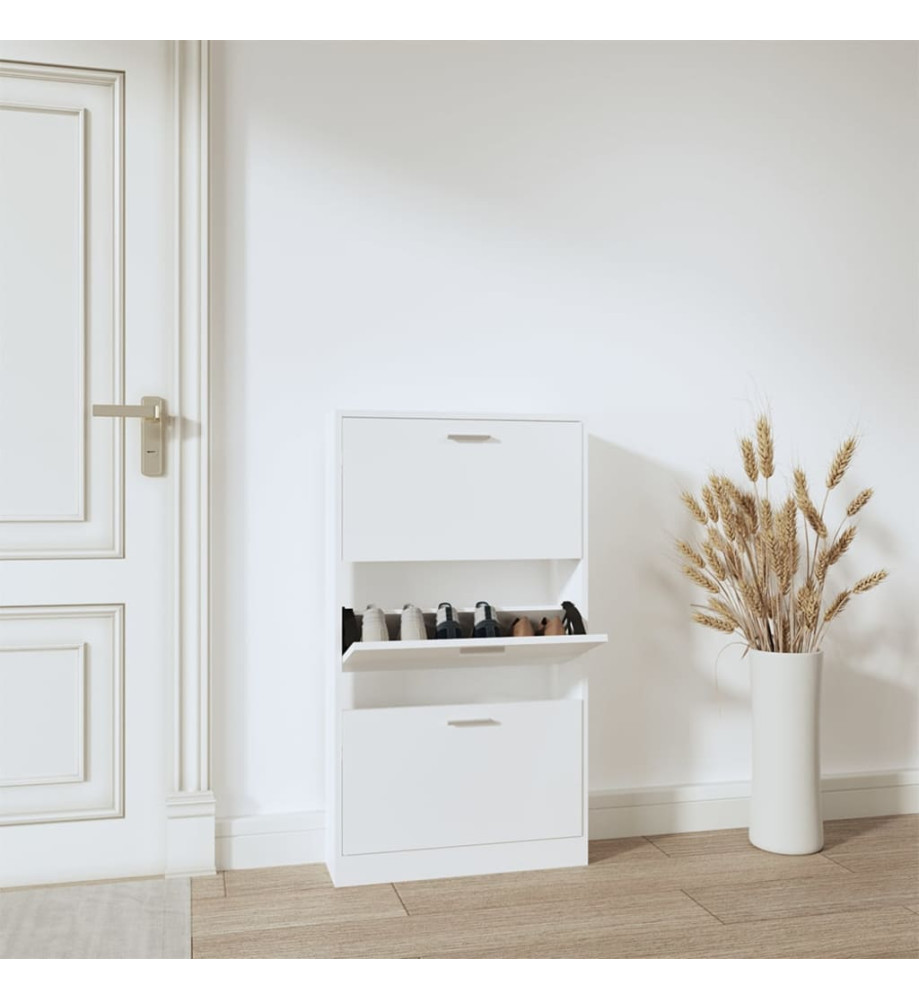 Armoire à chaussures Blanc 59x17x108 cm Bois d'ingénierie