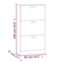 Armoire à chaussures Blanc 59x17x108 cm Bois d'ingénierie