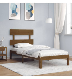 Cadre de lit tête de lit marron miel 90x200 cm bois massif