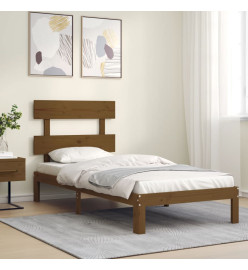 Cadre de lit tête de lit marron miel 90x200 cm bois massif