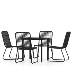 Ensemble de salle à manger de jardin 5 pcs Noir