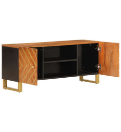 Meuble TV marron et noir 105x33,5x46 cm bois massif manguier