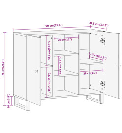 Armoire latérale marron et noir 90x33,5x75 cm bois de manguier