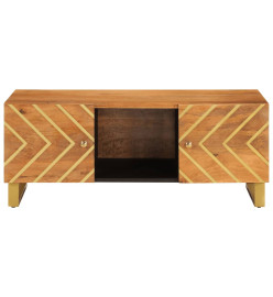 Table basse marron et noir 100x54x40 cm bois massif de manguier