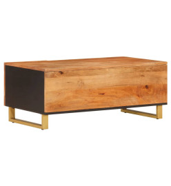 Table basse marron et noir 100x54x40 cm bois massif de manguier