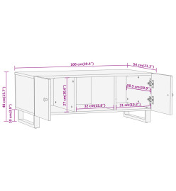 Table basse marron et noir 100x54x40 cm bois massif de manguier