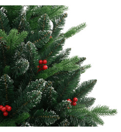 Sapin de Noël artificiel à charnières avec baies rouges 210 cm