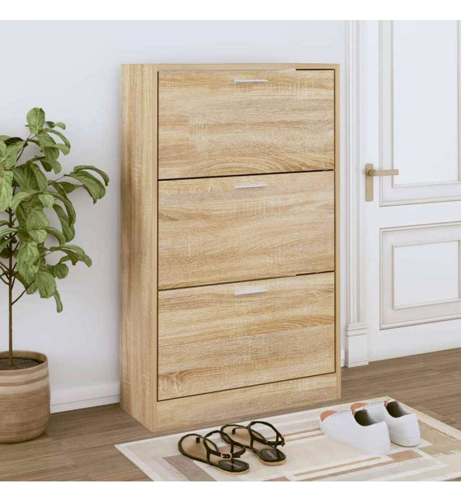 Armoire à chaussures Chêne sonoma 63x24x103cm Bois d'ingénierie