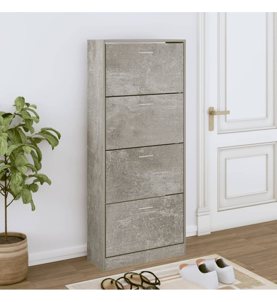 Armoire à chaussures Gris béton 63x24x147 cm Bois d'ingénierie