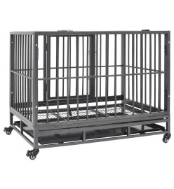 Cage pour chien avec roues et toit Acier 102x72x85 cm