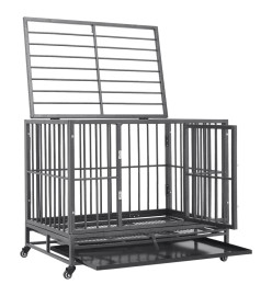 Cage pour chien avec roues et toit Acier 102x72x85 cm