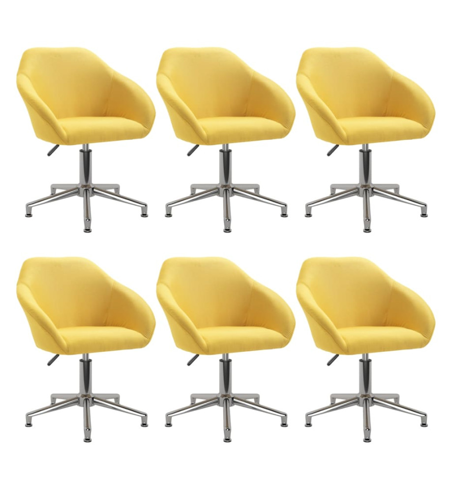 Chaises pivotantes à manger lot de 6 jaune tissu