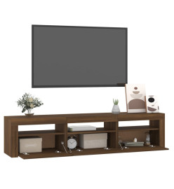 Meuble TV avec lumières LED Chêne marron 180x35x40 cm