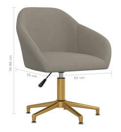 Chaise pivotante de bureau Gris clair Velours