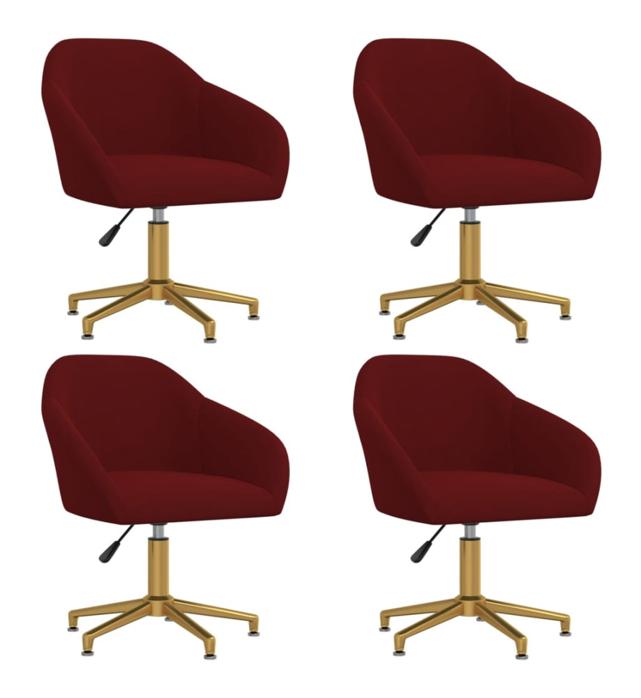 Chaises à manger pivotantes lot de 4 rouge bordeaux velours