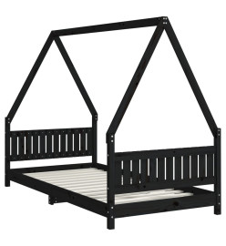 Cadre de lit pour enfants noir 90x190 cm bois de pin massif