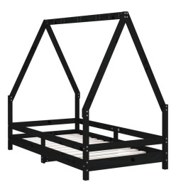 Cadre de lit pour enfant noir 80x160 cm bois de pin massif