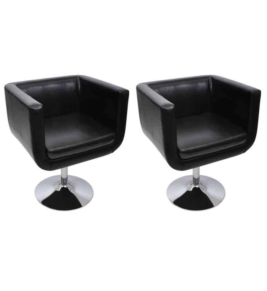 Chaise de bar lot de 2 cuir artificiel noir