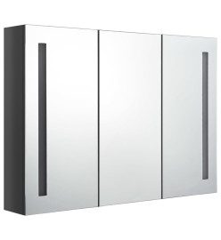 Armoire de salle de bain à miroir LED 89x14x62 cm Gris brillant