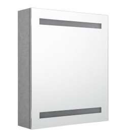 Armoire de salle de bain à miroir LED Gris béton 50x14x60 cm